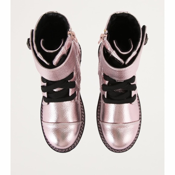 NEW! Kurt Geiger London Kensington Strap Leather Pink Metallic Boots - Size 6 - Picture 6 of 12